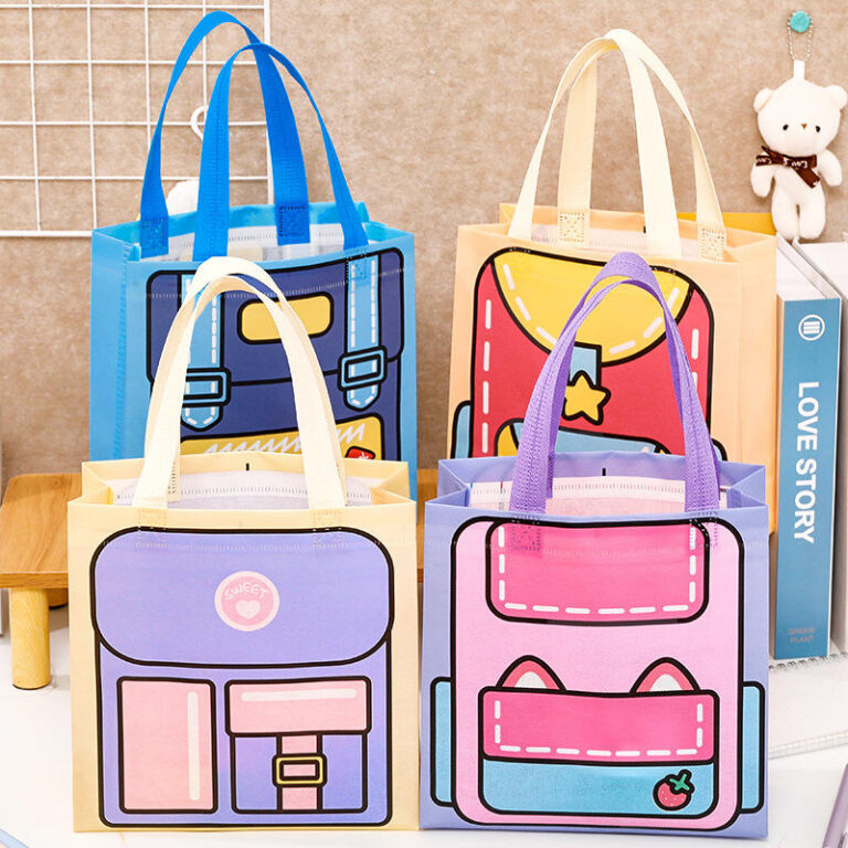 4pcs Cartoon Style Portable Storage Backpack Bag