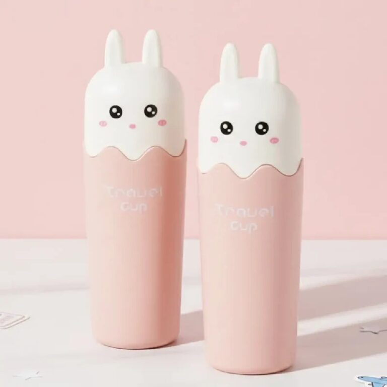 Cute Bunny Travel Cup with Lid – Portable Water Bottle for Kids & Outdoor Use