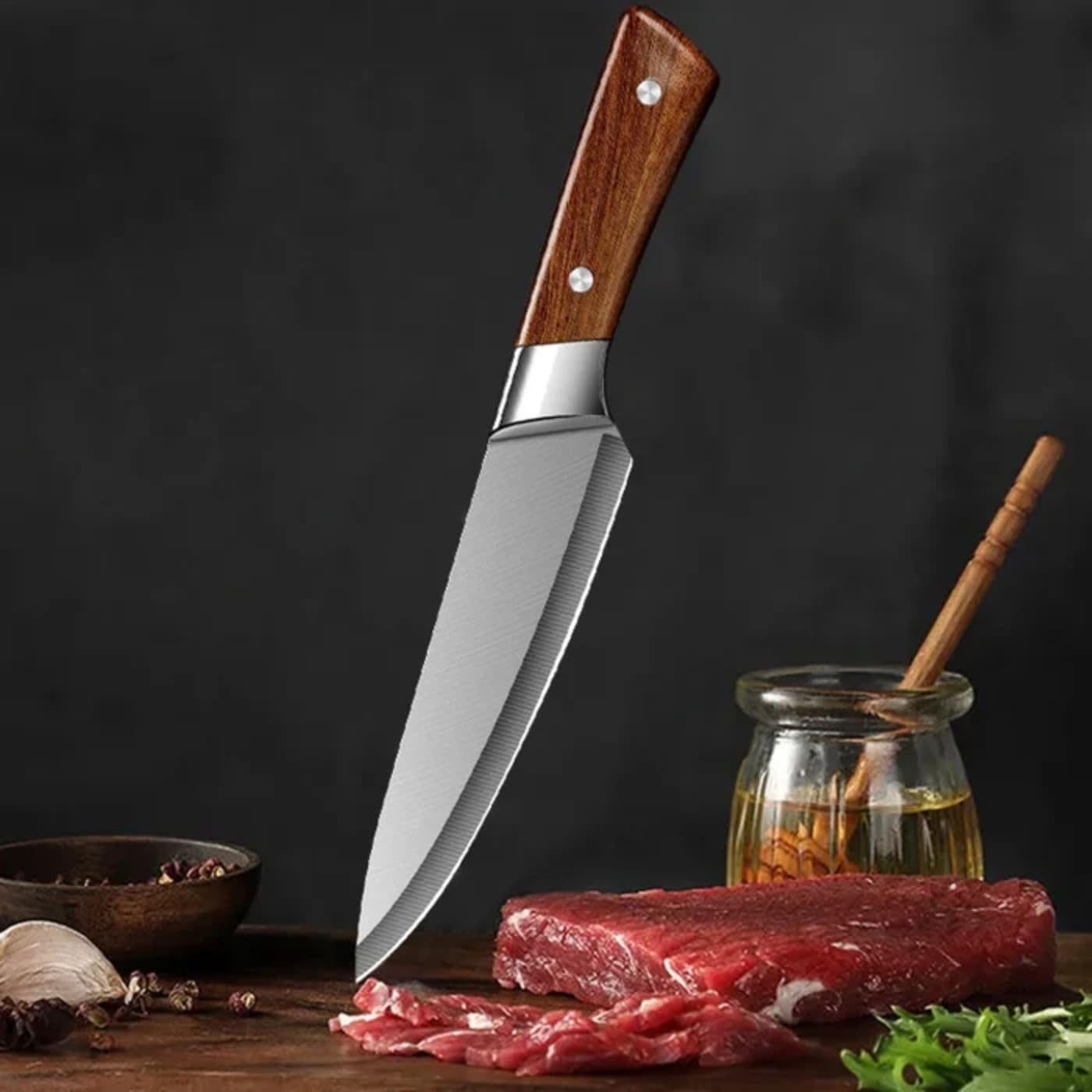 Stainless Steel Butcher Knife with Cover - Image 4