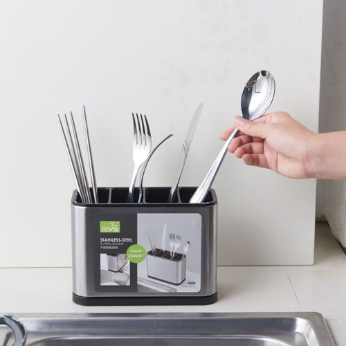 4 Portion Kitchen Stainless Steel Cutlery Organizer - Image 3