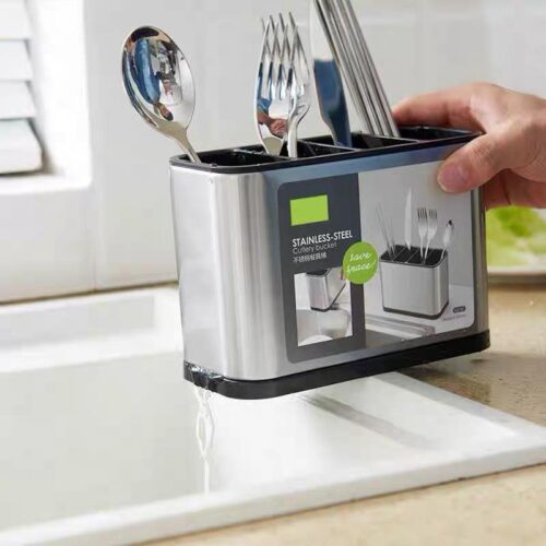 4 Portion Kitchen Stainless Steel Cutlery Organizer - Image 4