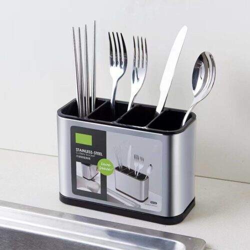 4 Portion Kitchen Stainless Steel Cutlery Organizer - Image 5