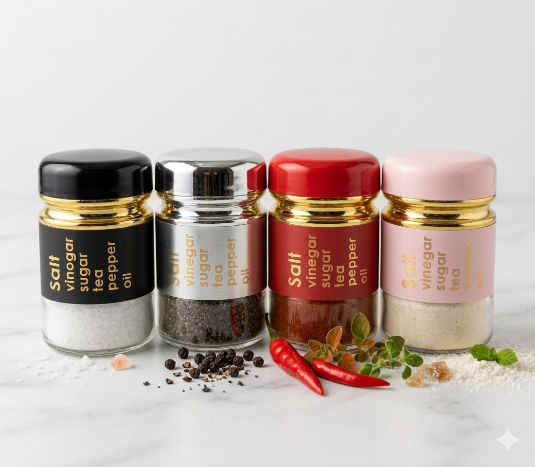 Mini Glass Spice Jar Set with Airtight Lids – Salt, Pepper & Seasoning Storage Bottles - Image 2