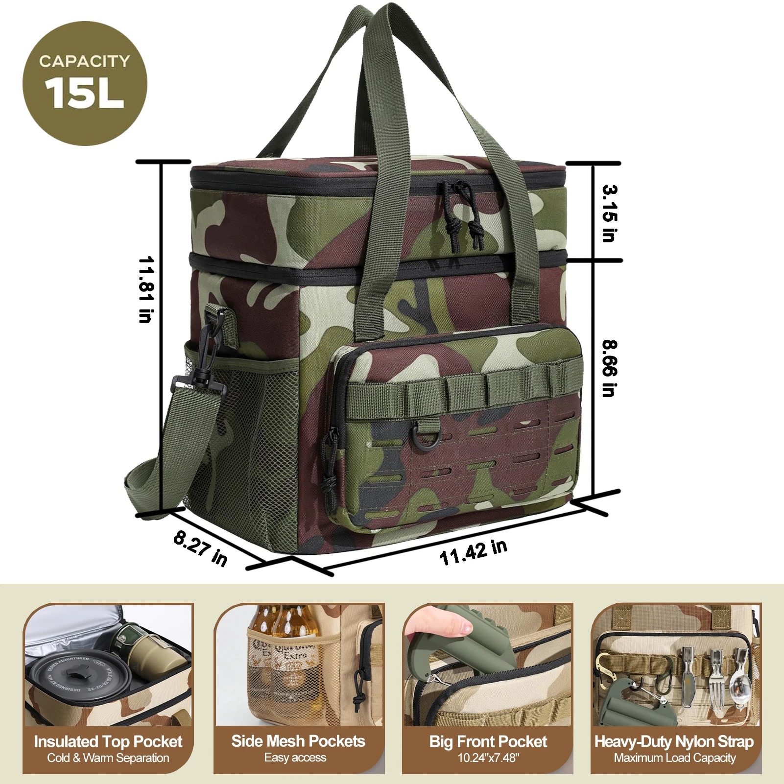 2 Layer Tactical Outdoor Picnic Lunch Bag - Image 5