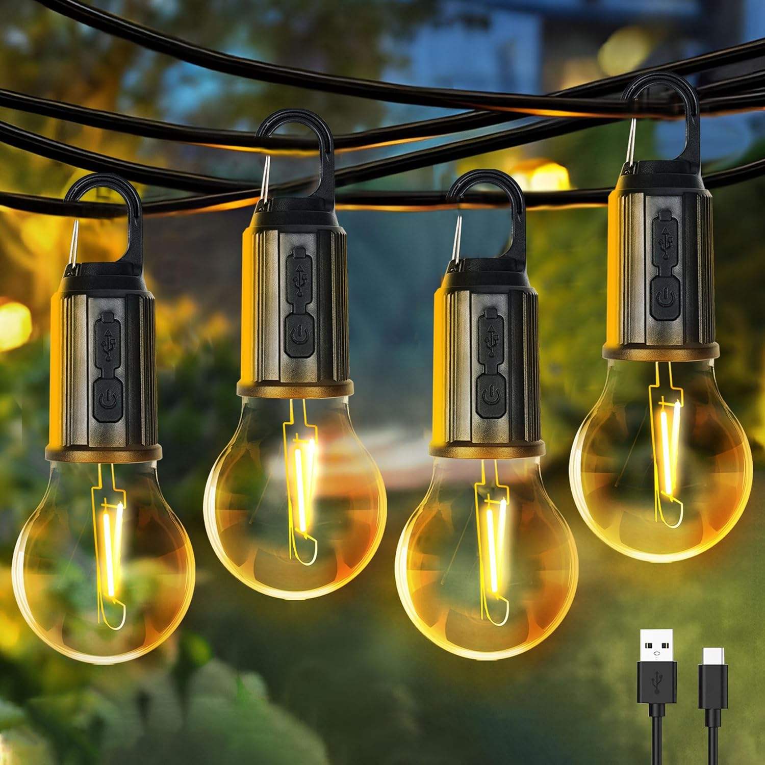 3 Modes Rechargeable Hanging Bulb Light