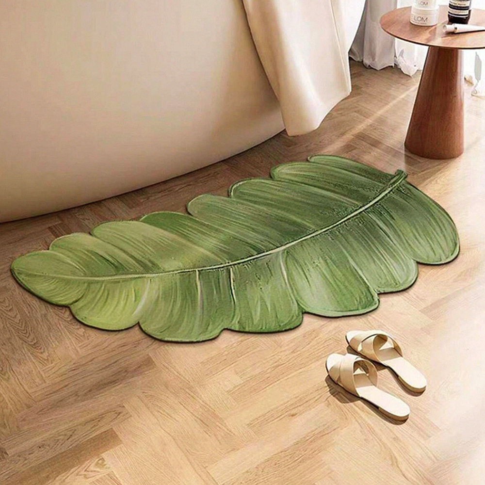 Green Leaf-Shaped Diatom Mud Bath Mat (23 x 13.5 INCH)