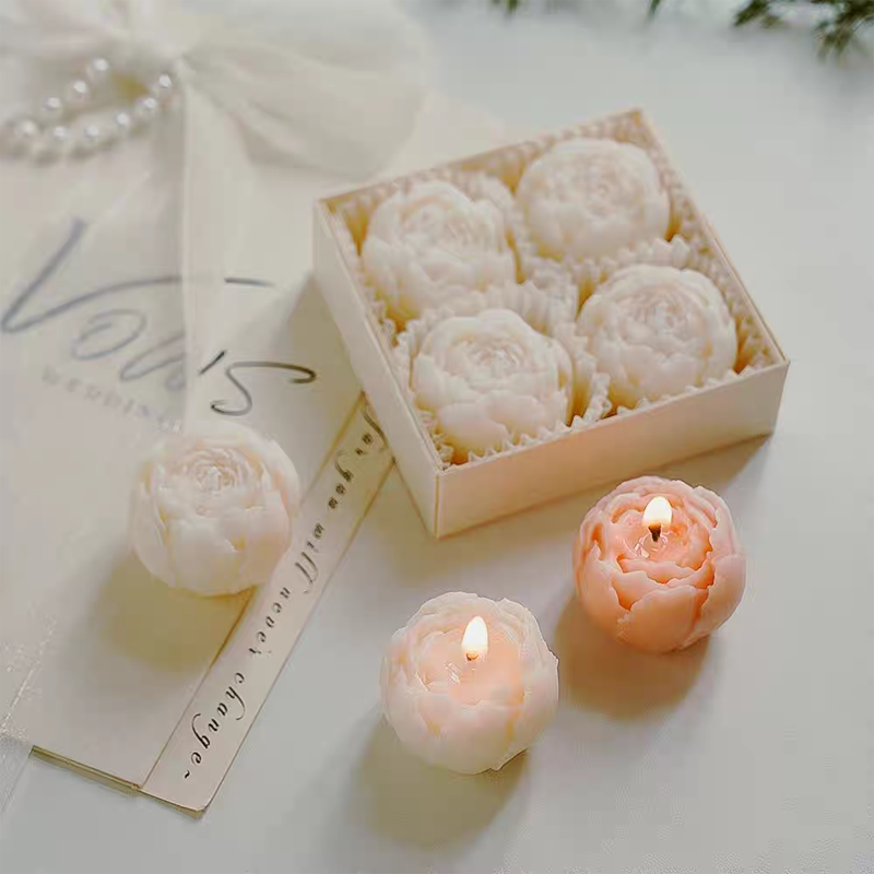 4-Piece Rose Flower Scented Candle Gift Set