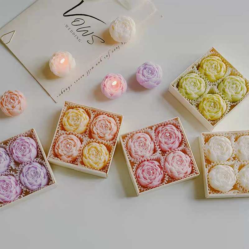 4-Piece Rose Flower Scented Candle Gift Set