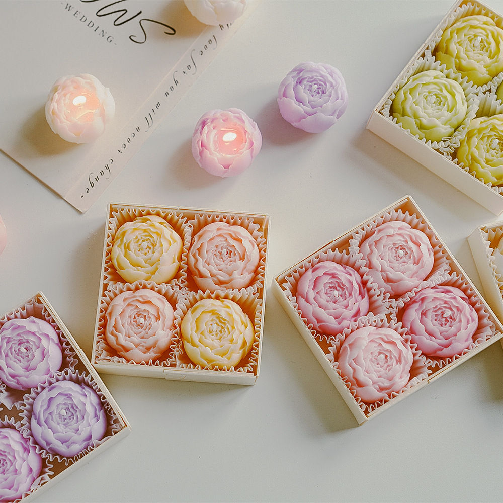 4-Piece Rose Flower Scented Candle Gift Set