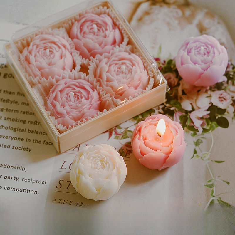 4-Piece Rose Flower Scented Candle Gift Set