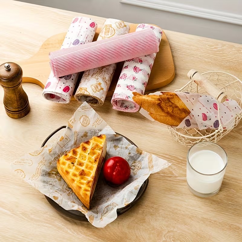 50pcs Spring Floral Wax Paper Sheets Sandwich Wrapping