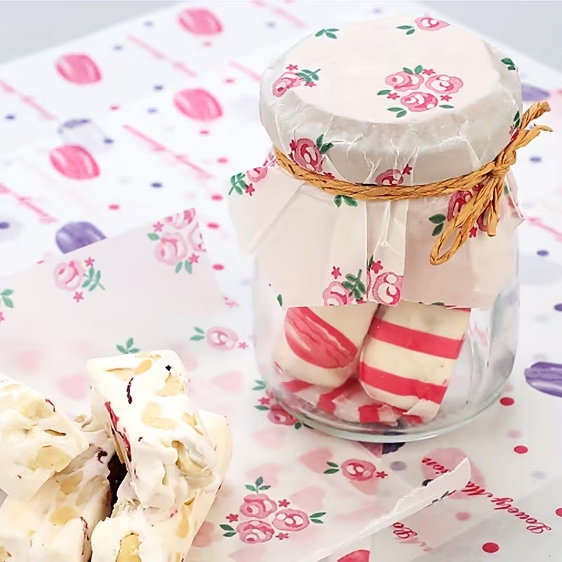 50pcs Spring Floral Wax Paper Sheets Sandwich Wrapping