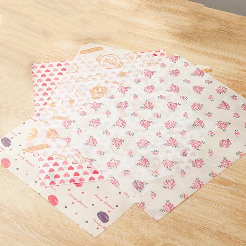 50pcs Spring Floral Wax Paper Sheets Sandwich Wrapping