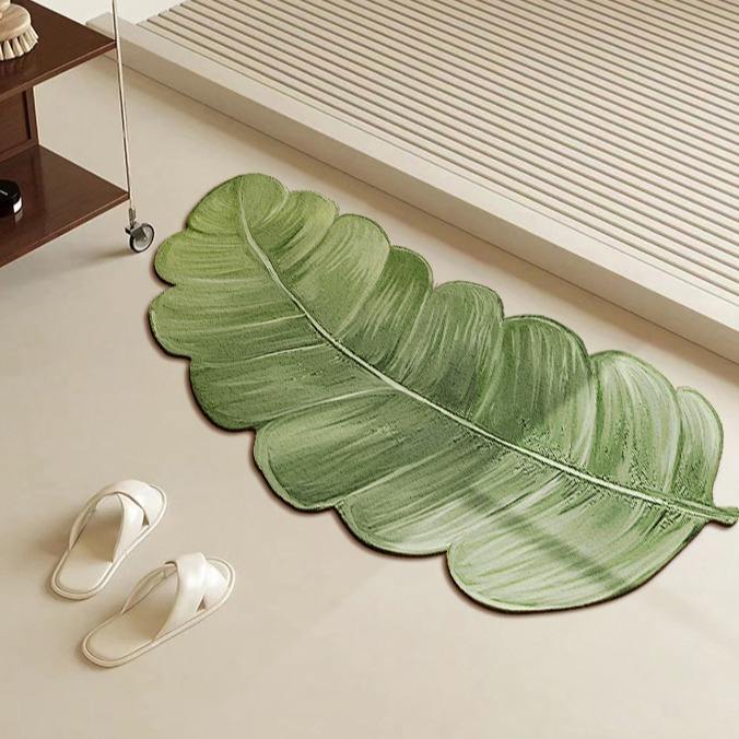 Green Leaf-Shaped Diatom Mud Bath Mat (23 x 13.5 INCH)