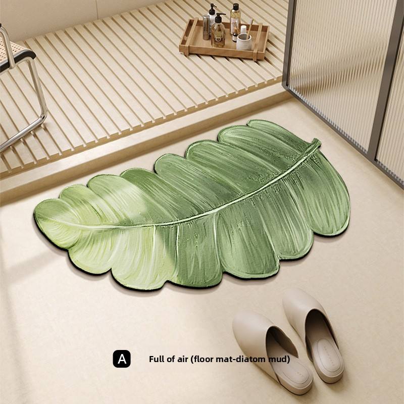 Green Leaf-Shaped Diatom Mud Bath Mat (23 x 13.5 INCH)