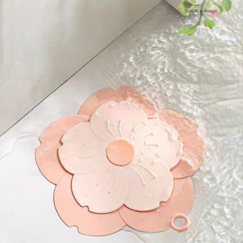 Silicone Flower Shape Drain Hair Catcher for Kitchen and Bathroom Use - Image 3
