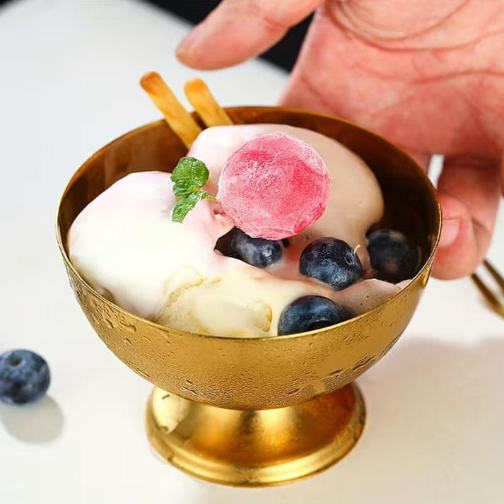 Golden Ice Cream Bowl, Stainless Steel Ice Cream Cup, Stainless Steel Ice Bucket For Outdoor - Image 2