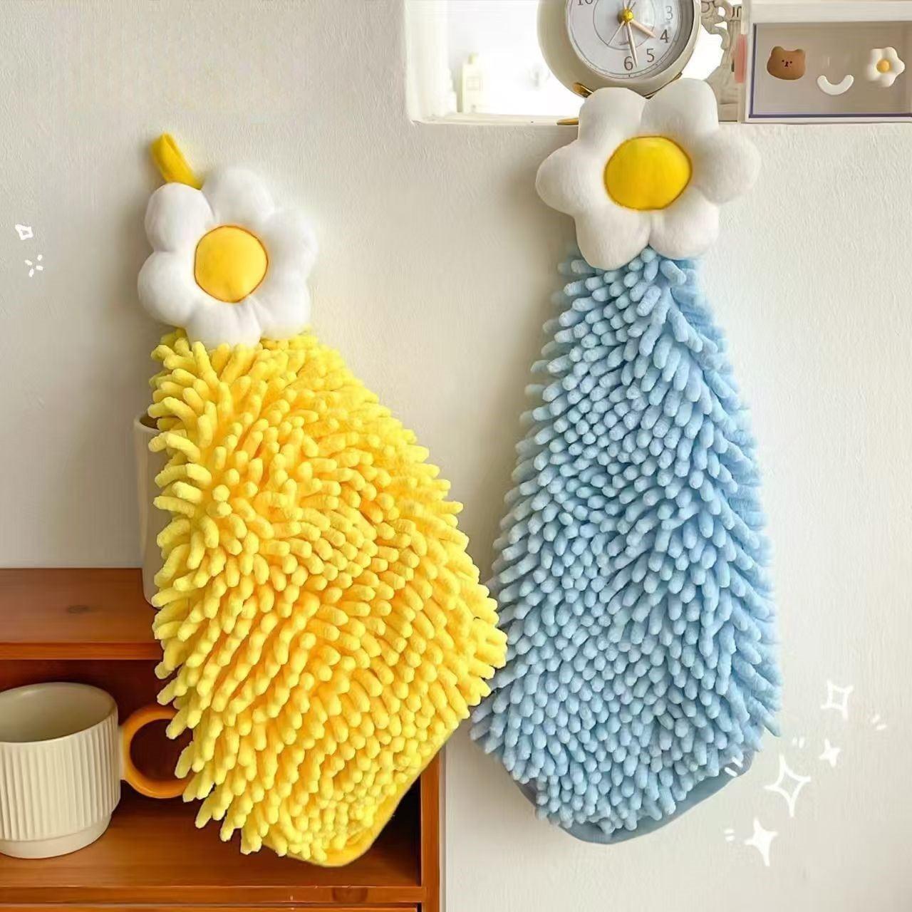 Floral Daisy Hanging Microfiber Hand Towel - Image 2