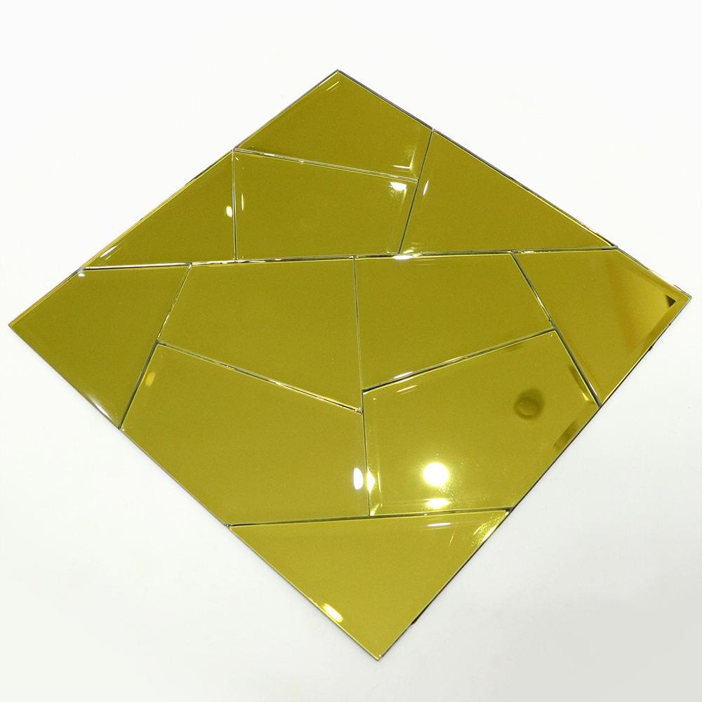 Gold Geometric Mosaic Wall Mirror Tiles Stickers - Image 2