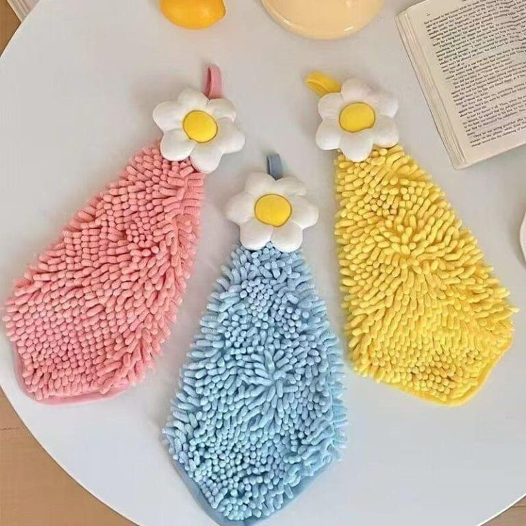 Floral Daisy Hanging Microfiber Hand Towel - Image 3