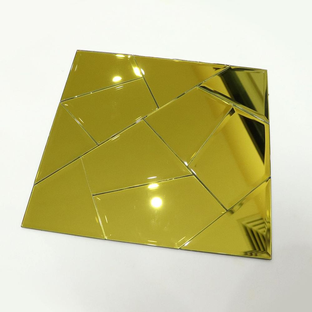 Gold Geometric Mosaic Wall Mirror Tiles Stickers