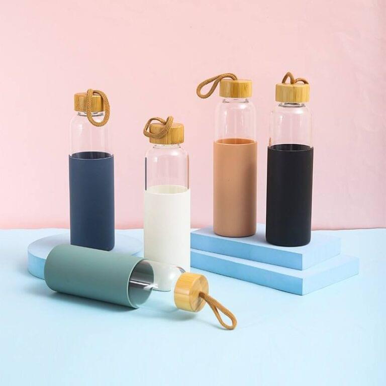 Glass Water Bottle With Silicone Protective Sleeve - Image 2
