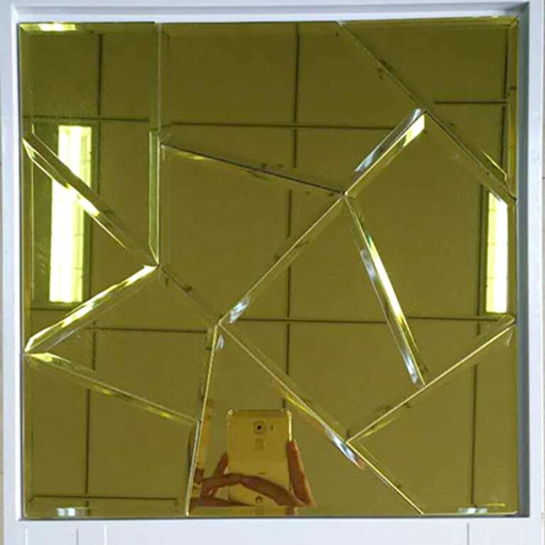 Gold Geometric Mosaic Wall Mirror Tiles Stickers - Image 3