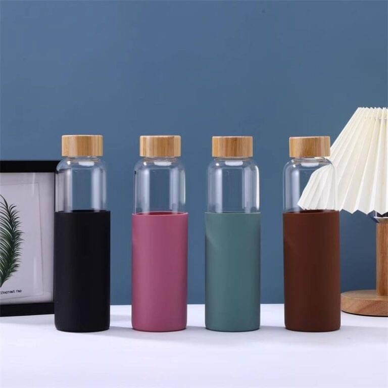 Glass Water Bottle With Silicone Protective Sleeve - Image 3
