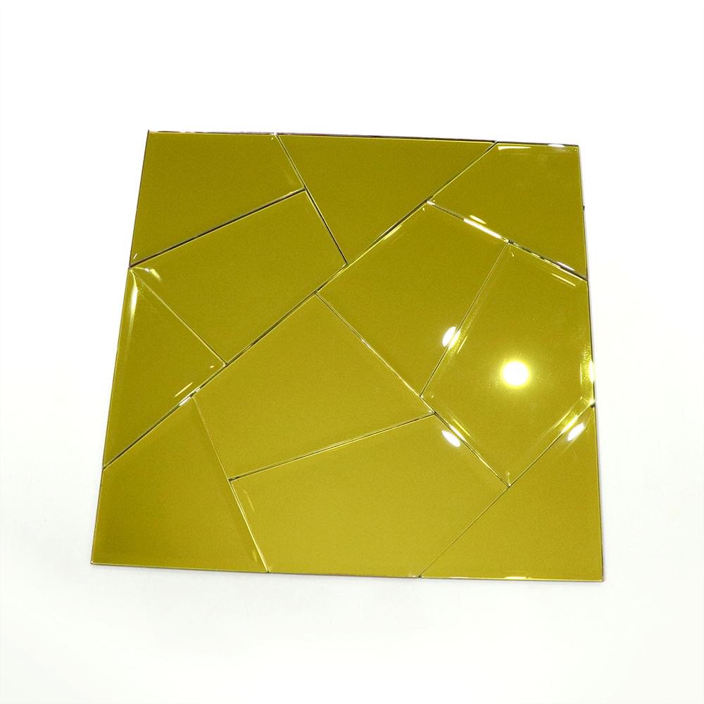 Gold Geometric Mosaic Wall Mirror Tiles Stickers - Image 4