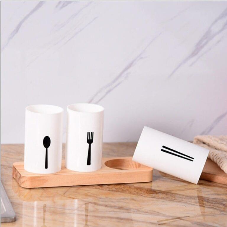 3pcs Cutlery Holder With Drain and Tray - Image 5
