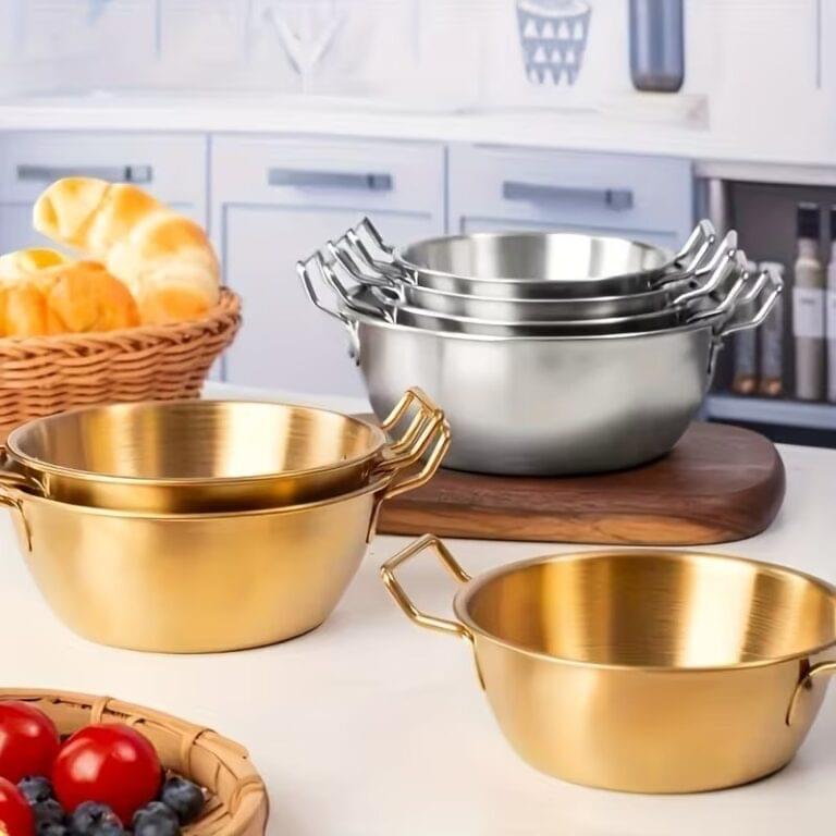 14cm Gold Stainless Steel Serving Bowl Pan - Image 2