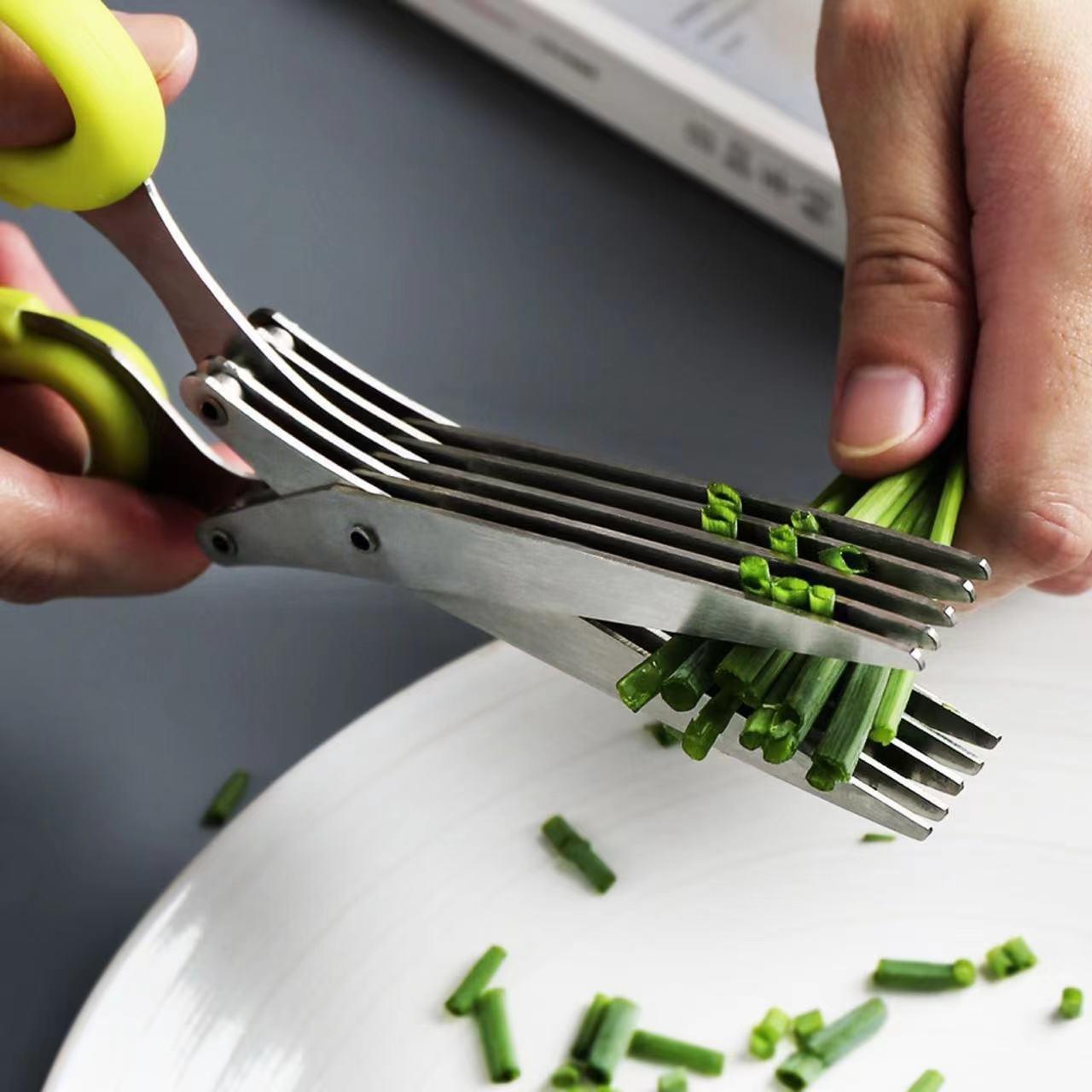 5 Layers Kitchen Scissor Multi-Blade Herb & Vegetable Cutting Shears with Cleaning Comb