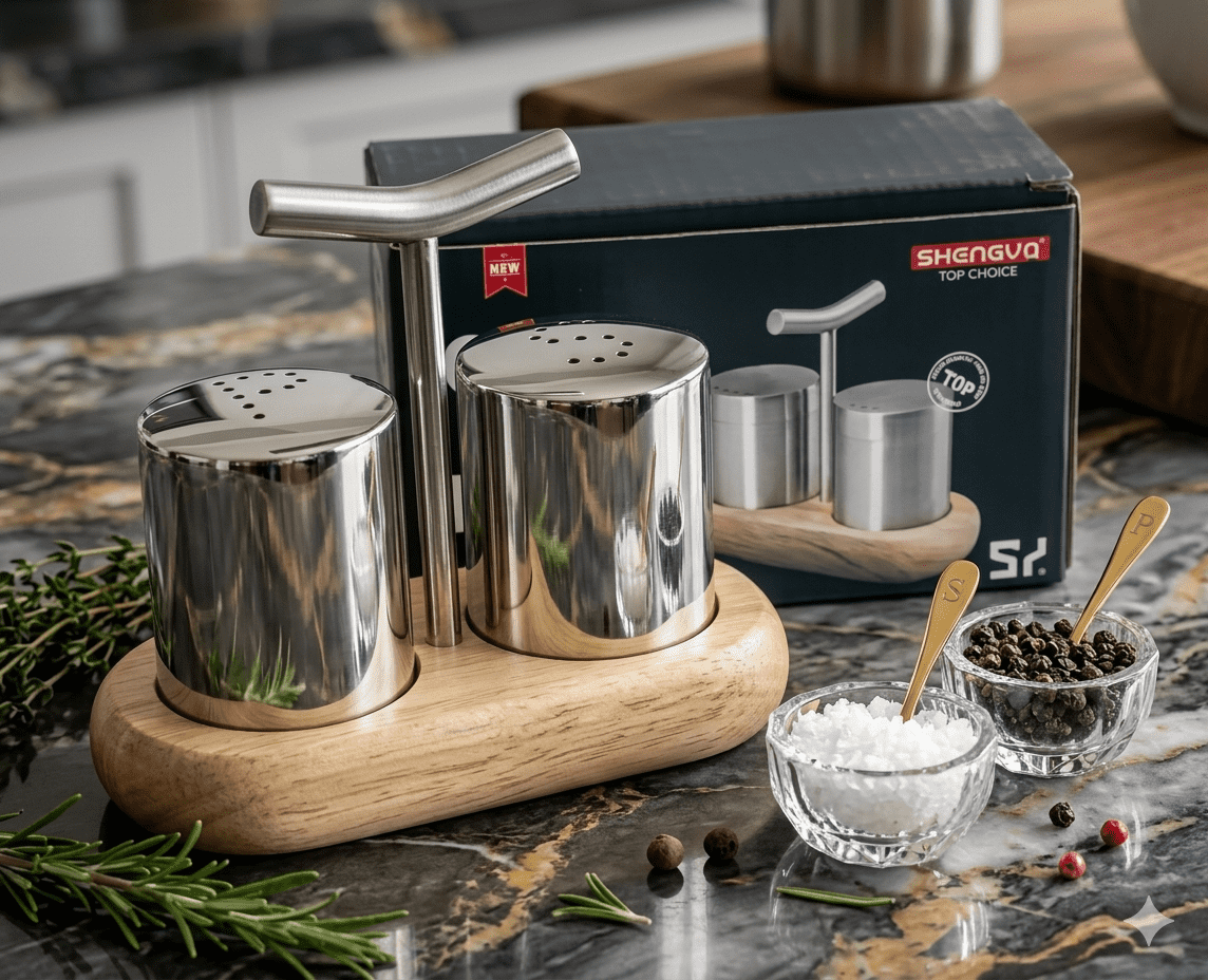 Premium Stainless Steel Salt and Pepper Shaker Set