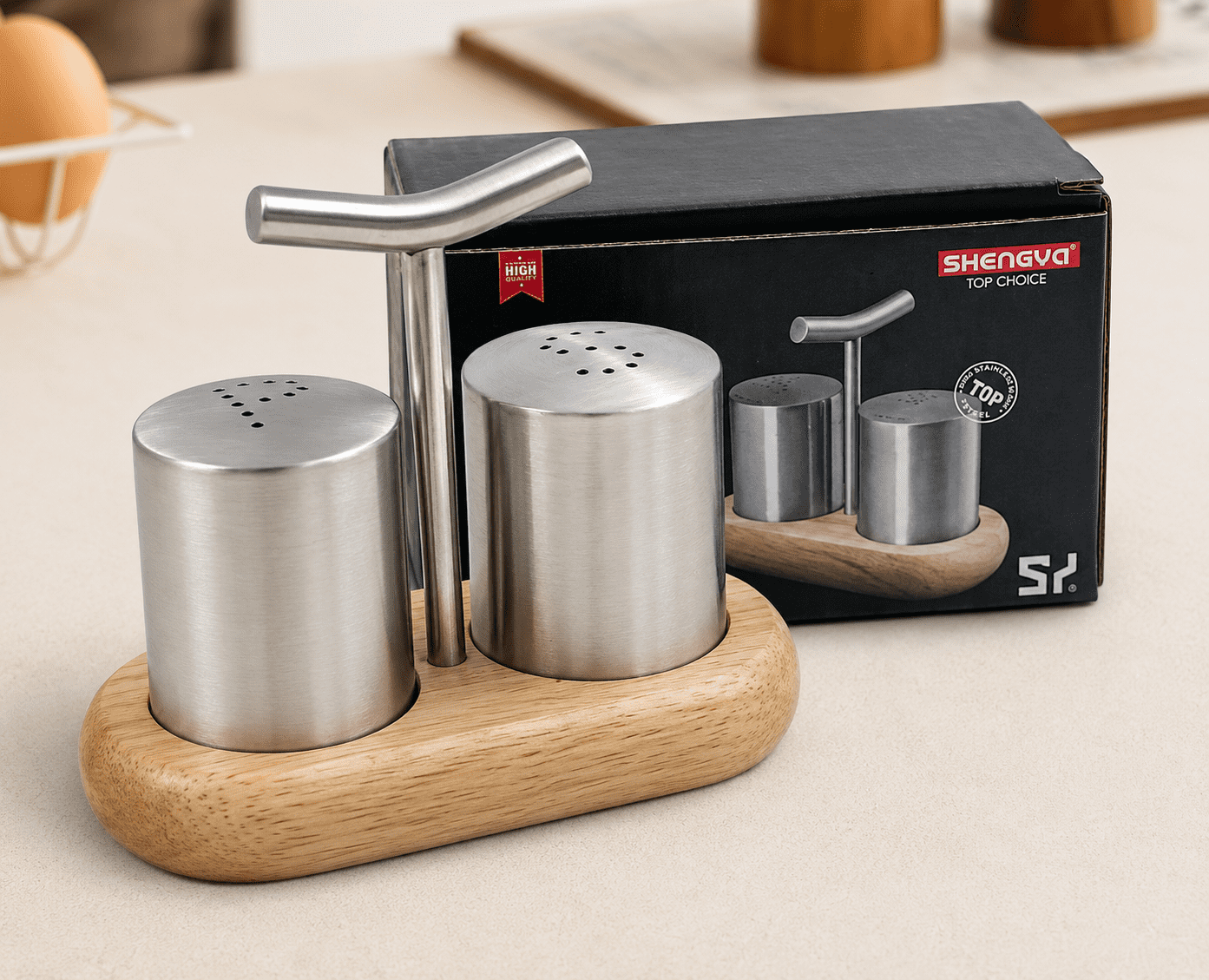 Premium Stainless Steel Salt and Pepper Shaker Set