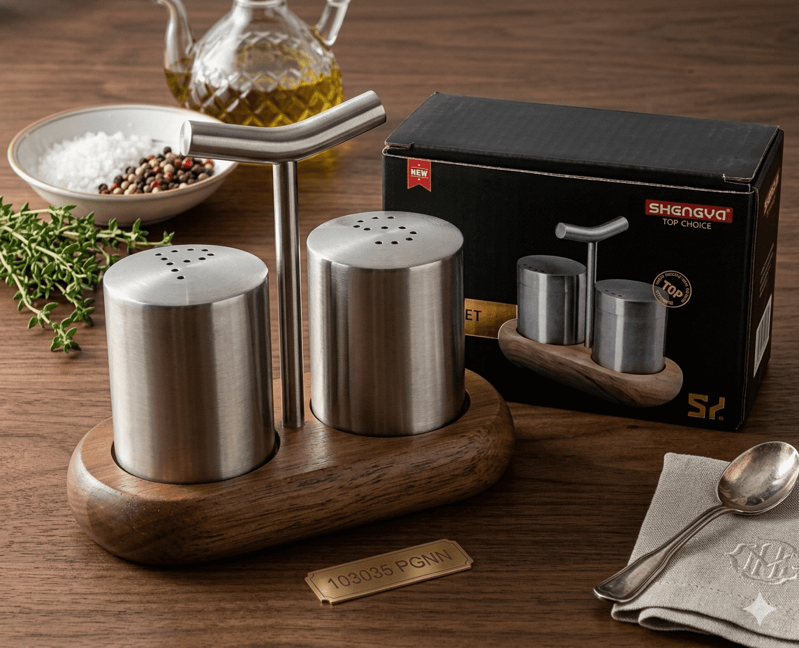 Premium Stainless Steel Salt and Pepper Shaker Set